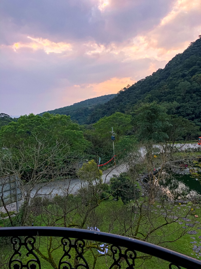 The view from the balcony showing the Yilan’s coastal-side mountain